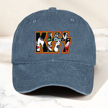 KISS Denim Dad Cap – Iconic Face Collage Logo Design ( With BOX)