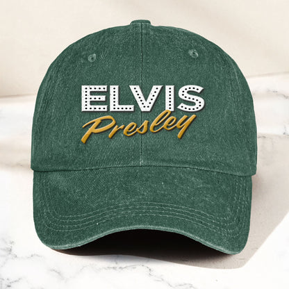 Elvis Presley Denim Dad Cap – Classic Vegas Marquee Logo Design ( With BOX)