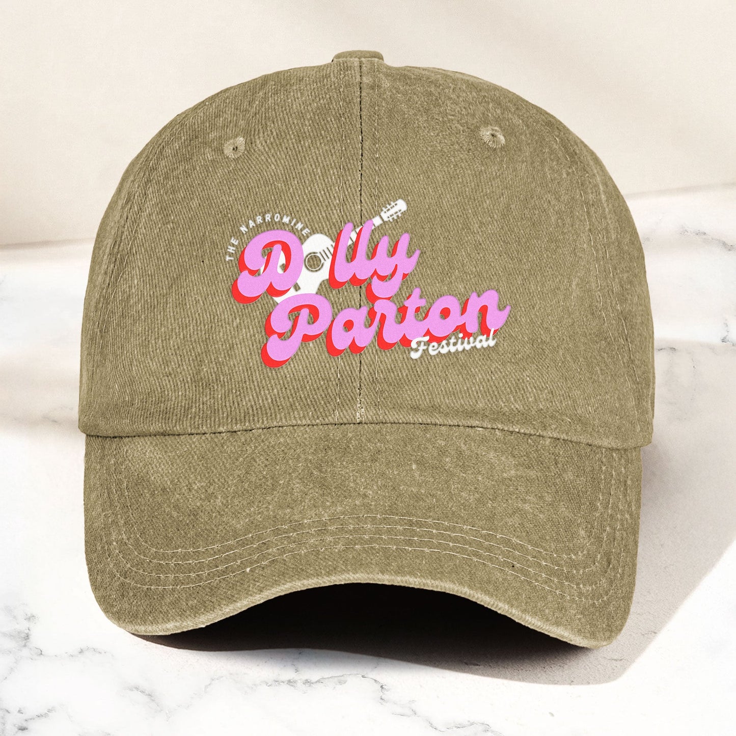 Dolly Parton Denim Dad Cap – Dollywood Festival Guitar Design ( With BOX)