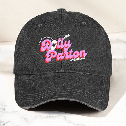 Dolly Parton Denim Dad Cap – Dollywood Festival Guitar Design ( With BOX)