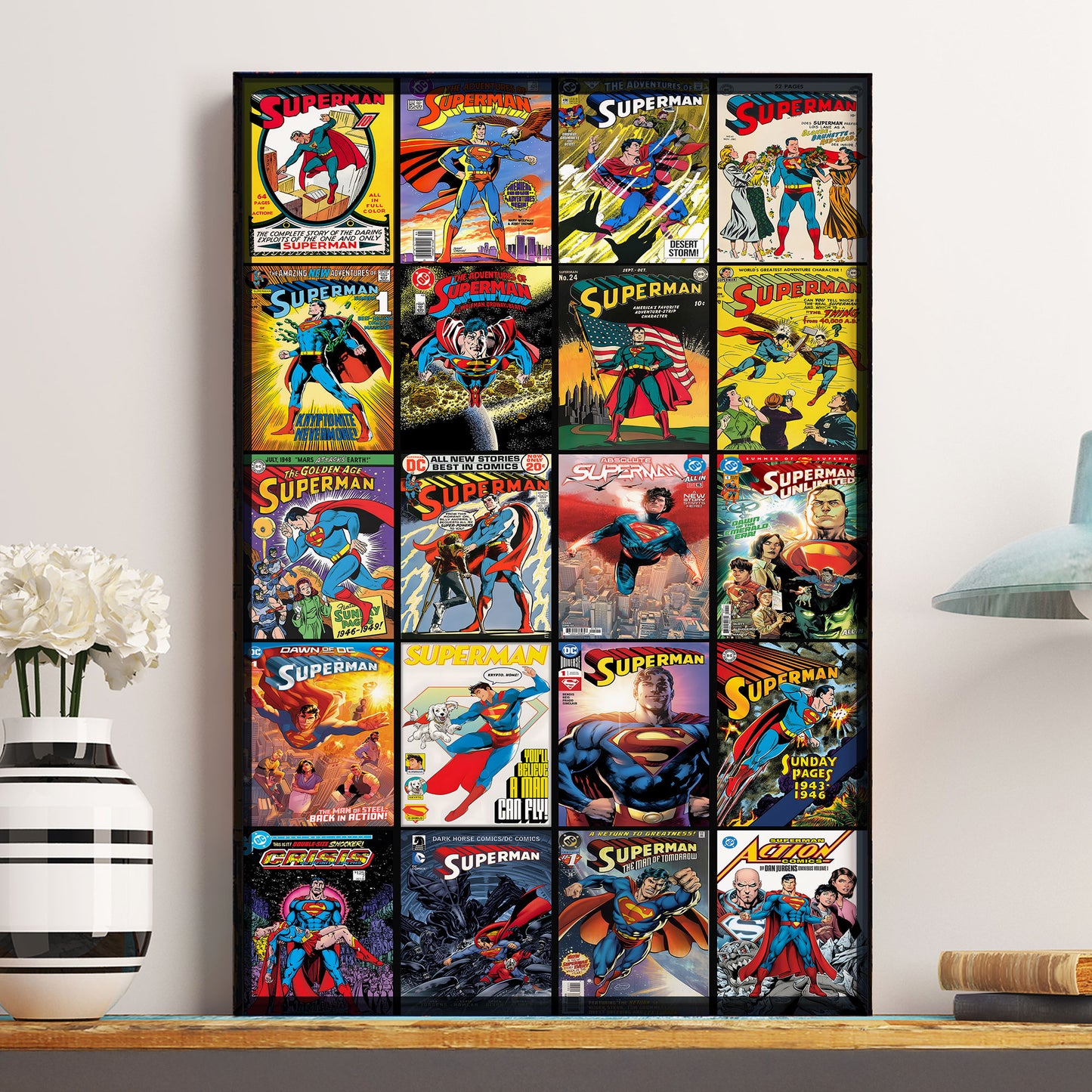 Superman Comic Cover Poster – Vintage & Modern DC Superman Wall Art Print