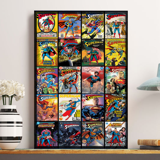 Superman Comic Cover Poster – Vintage & Modern DC Superman Wall Art Print