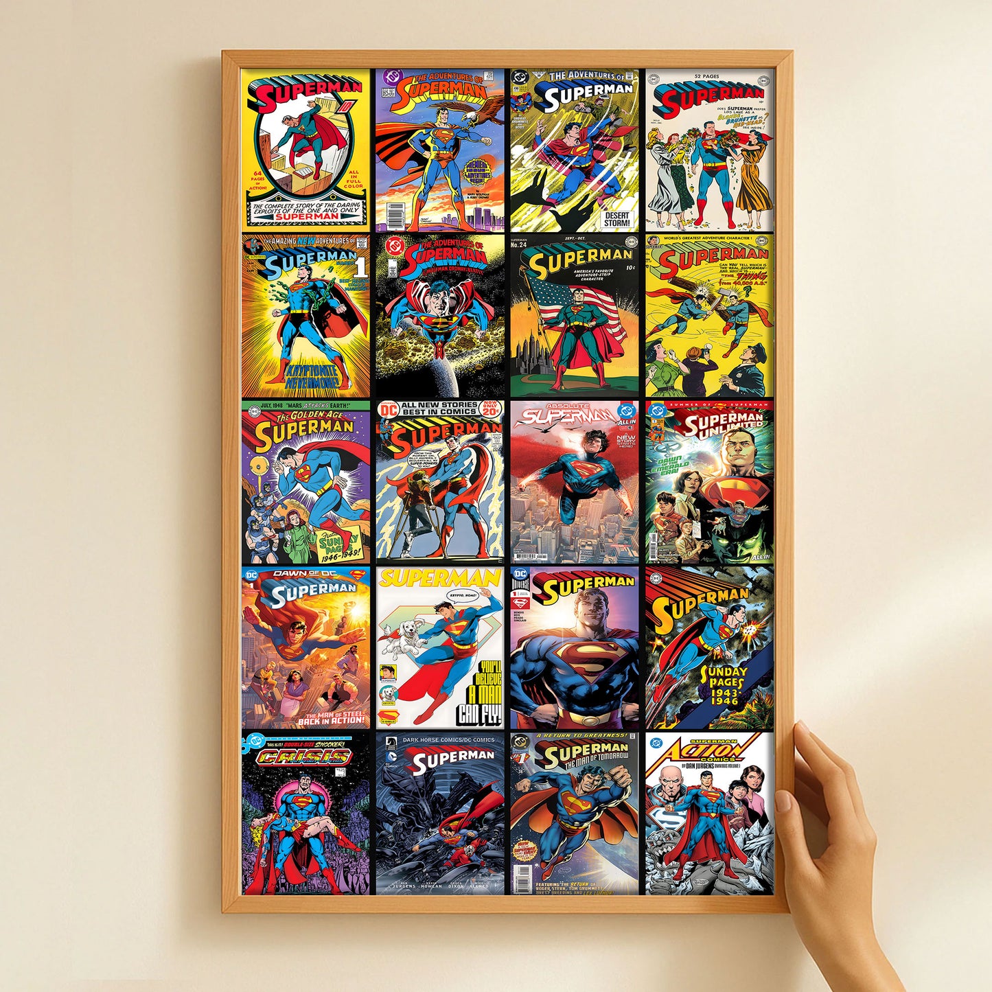 Superman Comic Cover Poster – Vintage & Modern DC Superman Wall Art Print