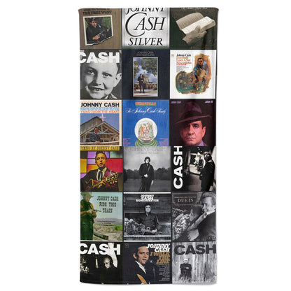 Johnny Cash Beach Towel – Album Cover Collage Country And Rock Towel