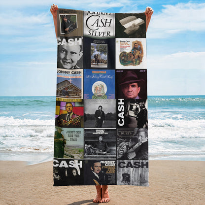 Johnny Cash Beach Towel – Album Cover Collage Country And Rock Towel