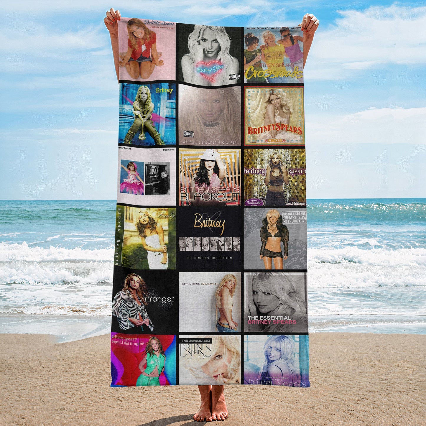 Britney Spears Beach Towel – Album Cover Collage Pop Star Towel