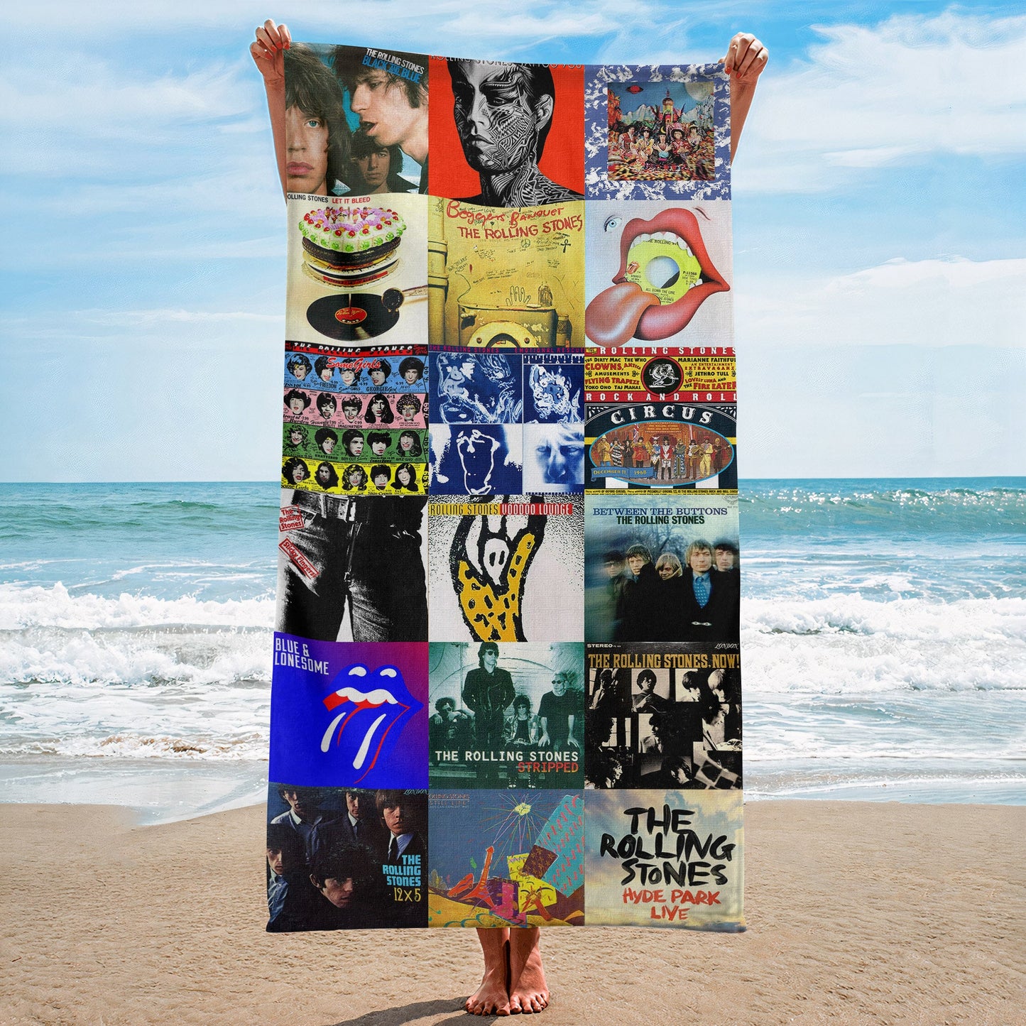 The Rolling Stone Beach Towel – Album Cover Collage Classic Rock Towel