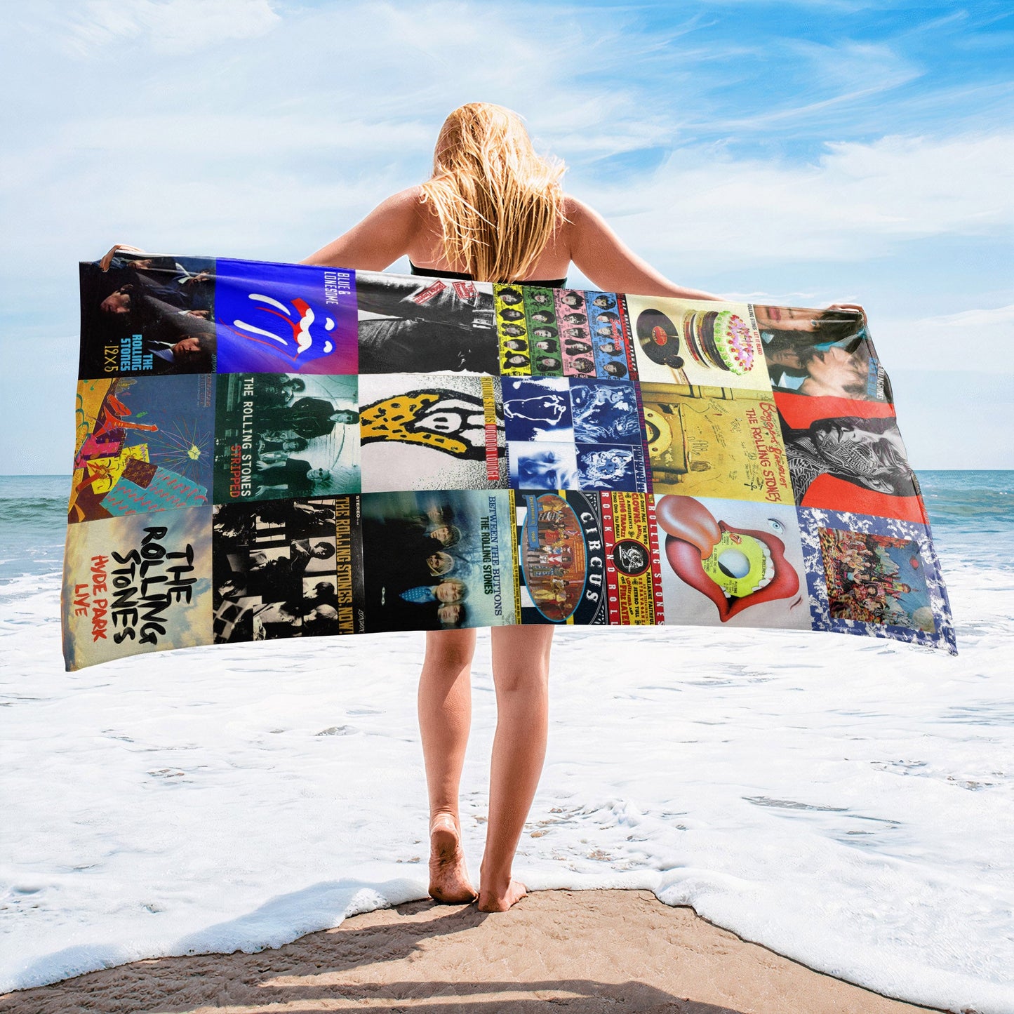 The Rolling Stone Beach Towel – Album Cover Collage Classic Rock Towel