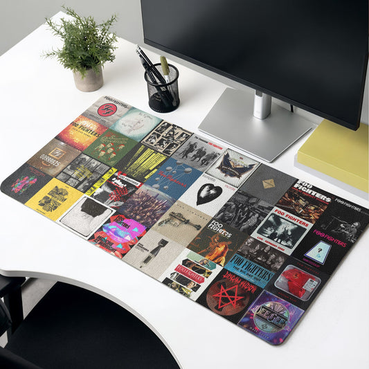 Foo Fighters Band Album Collage Print Desk Mat – Non-slip Office Gift Keyboard Pad Birthday Gift For Music Lovers