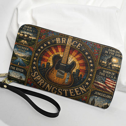 Bruce Springsteen Handbag, Tote Bag and Wallet Set, Vintage Stained Glass Guitar Design, The Boss Rock Music Fan Gift