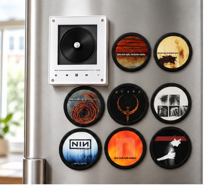 Nine Inch Nails MagTune Mini Vinyl Player Set, Industrial Rock Gift, MagTune Industrial Rock Music Collectible, Nine Inch Nails Gift Set