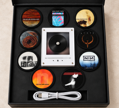 Nine Inch Nails MagTune Mini Vinyl Player Set, Industrial Rock Gift, MagTune Industrial Rock Music Collectible, Nine Inch Nails Gift Set