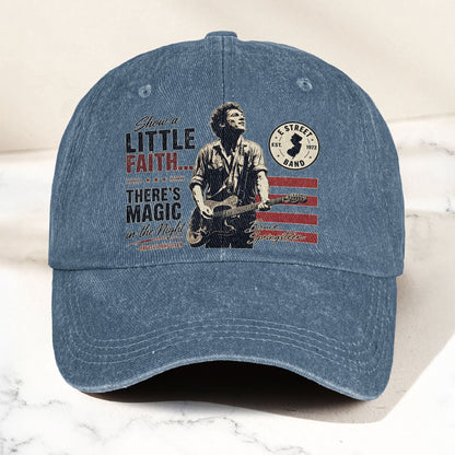 Bruce Springsteen Thunder Road Lyrics There's Magic In The Night Denim Cap – Retro Vintage Dad Cap Gift For Dad (With Box)