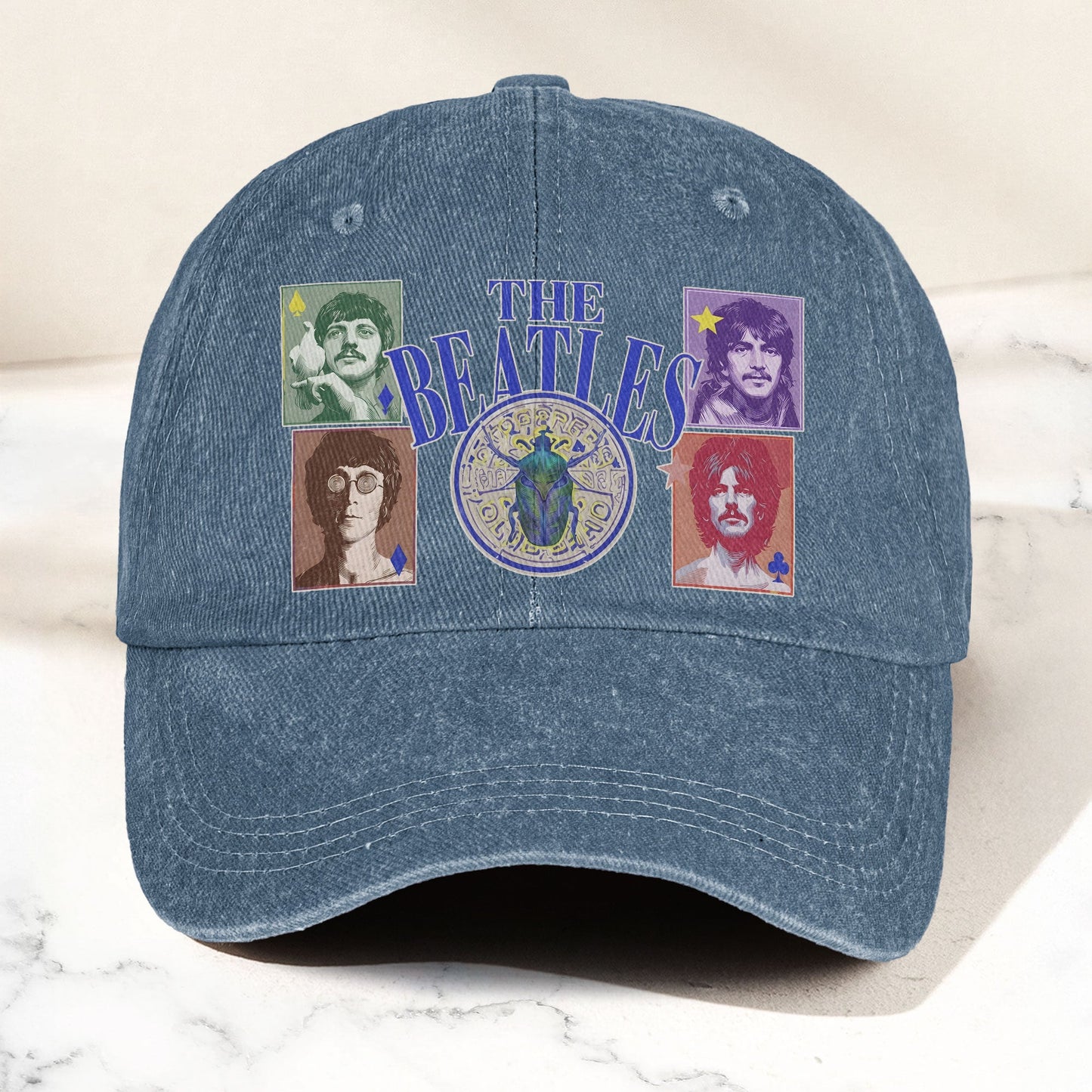 The Beatles Vintage Portraits Graphic Music Merch Denim Cap – Retro Vintage Dad Cap Gift For Dad (With Box)