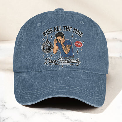 Harry Styles Kiss All The Time Disco Occasionally Music Merch Denim Cap – Retro Vintage Dad Cap Gift For Dad (With Box)