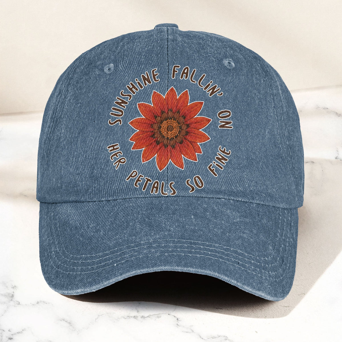 Grateful Dead Red Daisy Sunshine Fallin' On Her Petals So Fine Lyrics Music Merch Denim Cap – Retro Vintage Dad Cap Gift For Dad (With Box)