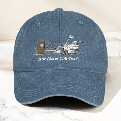 Grateful Dead Is It Live Or Is It Dead Music Merch Denim Cap – Retro Vintage Dad Cap Gift For Dad (With Box)