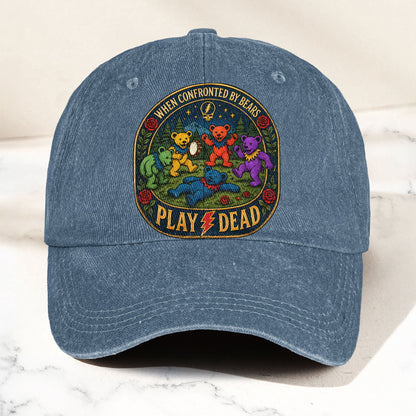 Grateful Dead When Confronted By Bears Dancing Bears Denim Cap – Retro Vintage Dad Cap Gift For Dad (With Box)