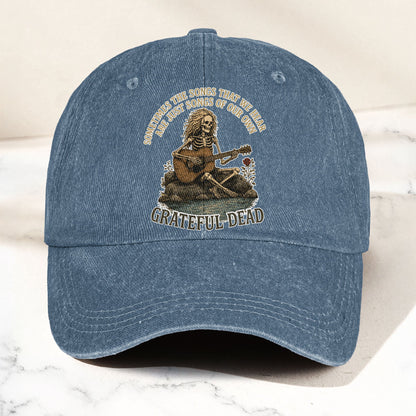 Grateful Dead Eyes Of The World Lyrics Skeleton Denim Cap – Retro Vintage Dad Cap Gift For Dad (With Box)