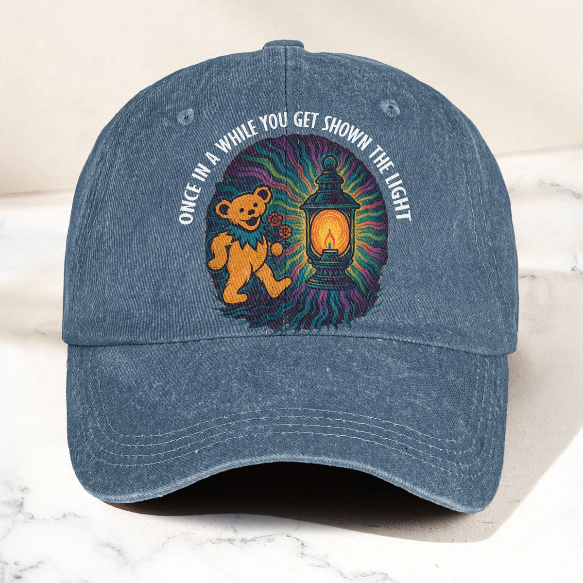 Grateful Dead Scarlet Begonias Shown The Light Dancing Bear Denim Cap – Retro Vintage Dad Cap Gift For Dad (With Box)