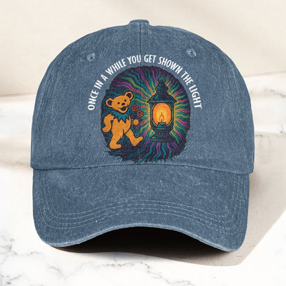 Grateful Dead Scarlet Begonias Shown The Light Dancing Bear Denim Cap – Retro Vintage Dad Cap Gift For Dad (With Box)