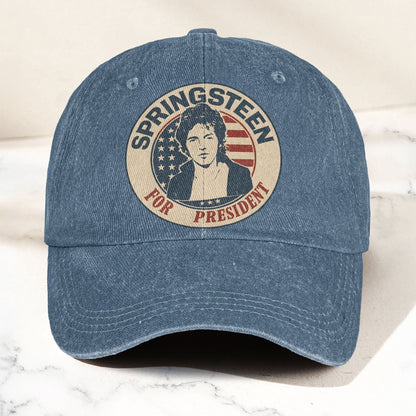 Bruce Springsteen For President Music Merch Denim Cap – Retro Vintage Dad Cap Gift For Dad (With Box)