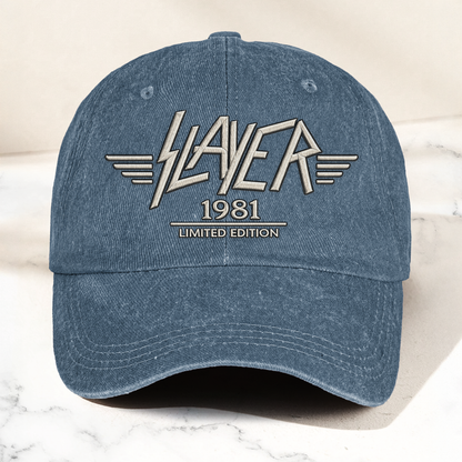 Slayer Band Logo Est 1981 Denim Cap – Retro Vintage Dad Cap Gift For Dad (With Box)