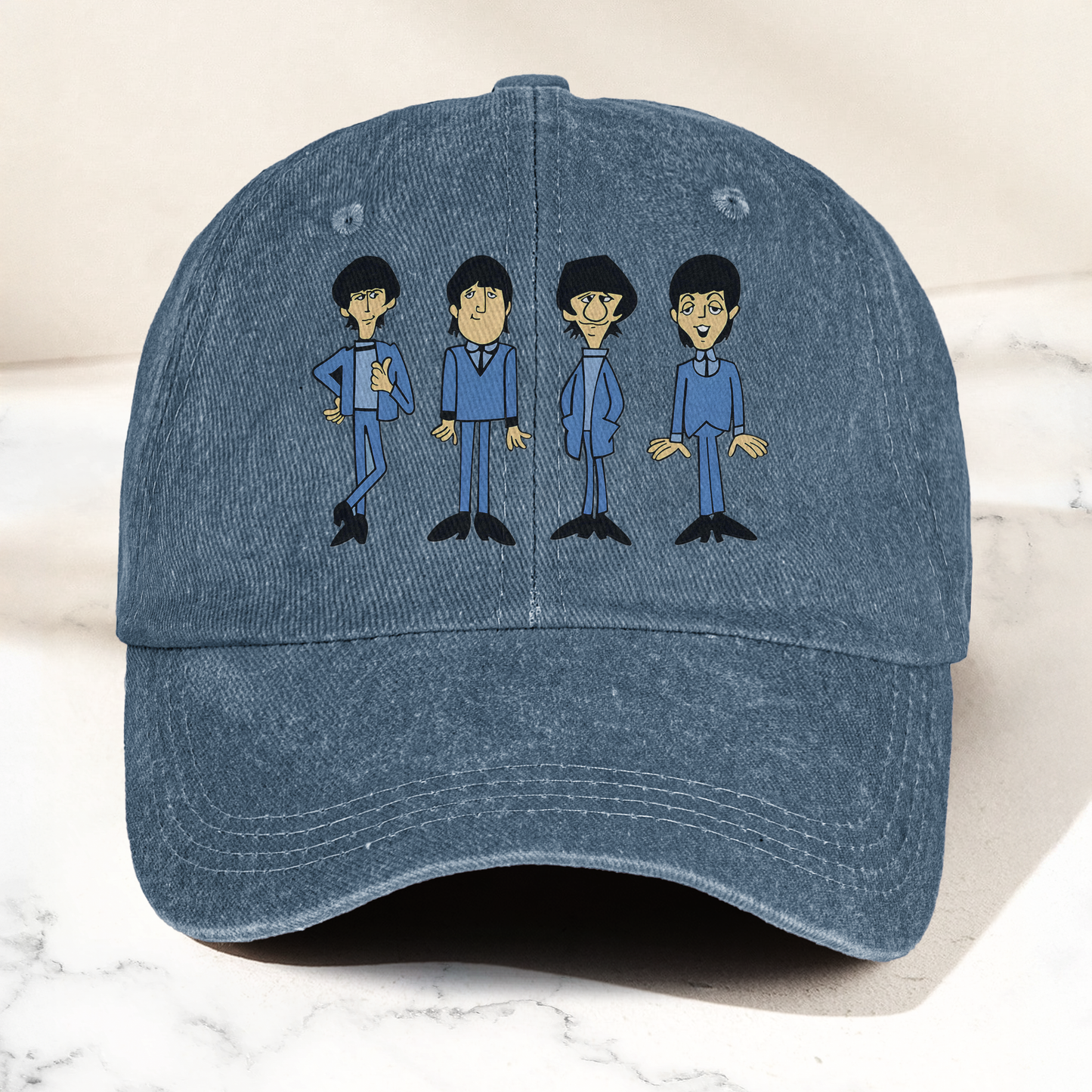 1965 Beatles Cartoon Series Denim Cap – Retro The Beatles Merch Gift for Dad (With Box)