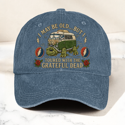 Grateful Dead I May Be Old But I Toured Bus Terrapin Denim Cap – Retro Vintage Dad Cap Gift For Dad (With Box)