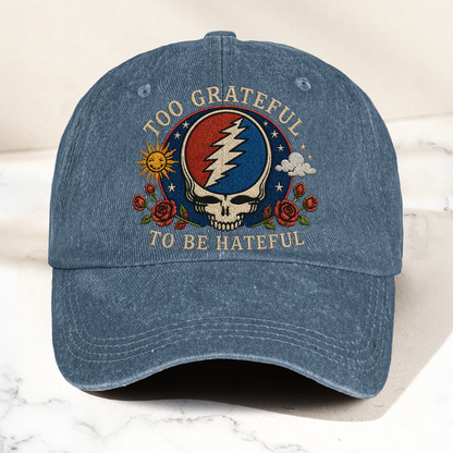 Grateful Dead Too Grateful To Be Hateful Denim Cap – Retro Vintage Dad Cap Gift For Dad (With Box)