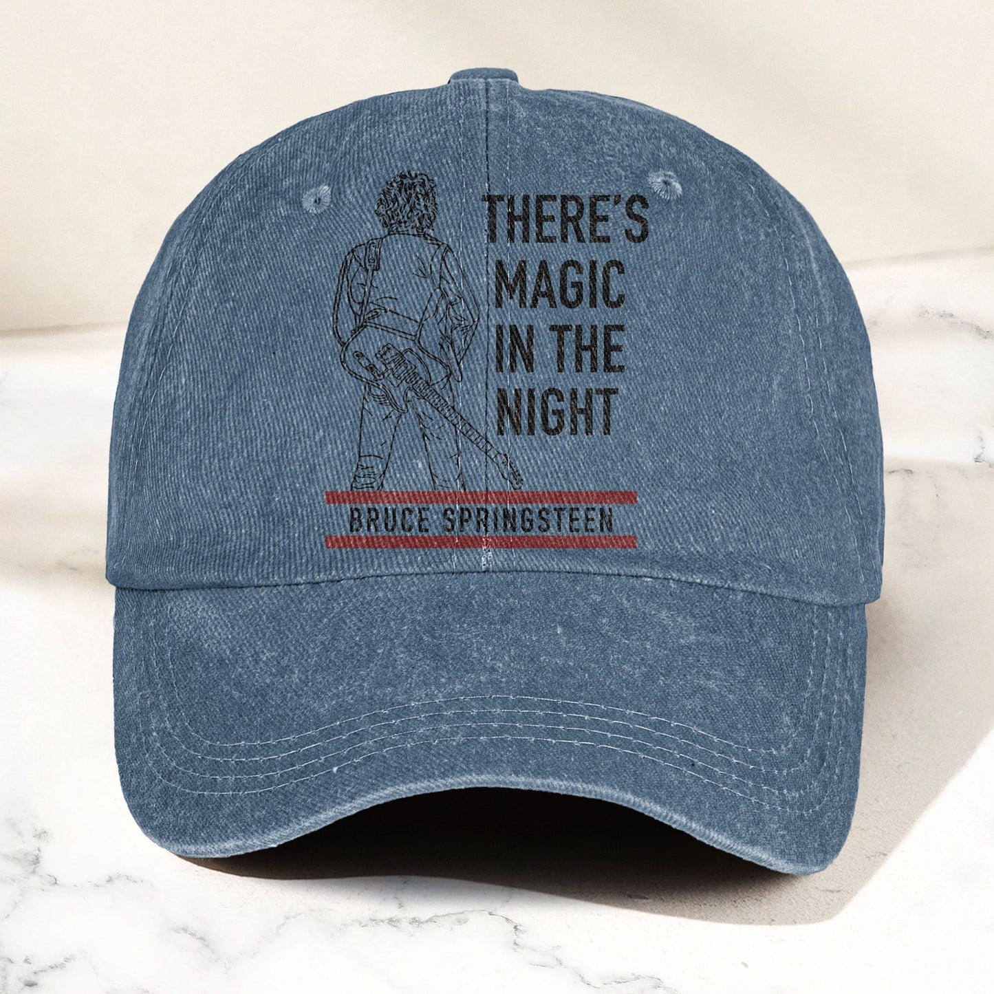 Bruce Springsteen Magic In The Night Black Version Denim Cap - Retro Vintage Dad Cap Gift For Dad (With Box)