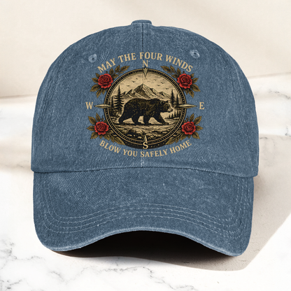 Grateful Dead Franklin's Tower May The Four Winds Blow You Safely Home Bear Nature Graphic Denim Cap – Retro Vintage Dad Cap Gift For Dad (With Box)