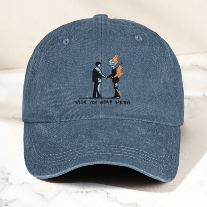 Wish You Were Ween Pink Floyd Denim Cap – Retro Pink Floyd Merch Gift for Dad (With Box)