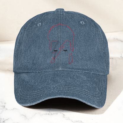 David Bowie Ziggy Stardust Rebel Rebel Line Graphic Denim Cap – Retro Music Fan Cap Gift For Dad (With Box)