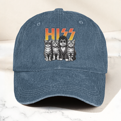 Hiss Cats Rock Kittens Denim Cap – Retro Hiss Band Merch Gift for Dad (With Box)