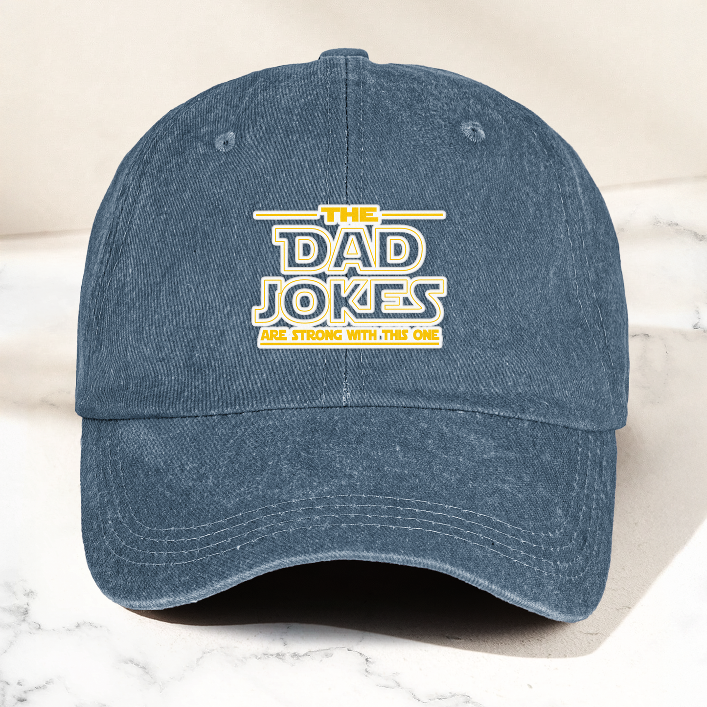 Dad Jokes Denim Cap – “The Dad Jokes Are Strong With This One” Dad Hat ( With Box)