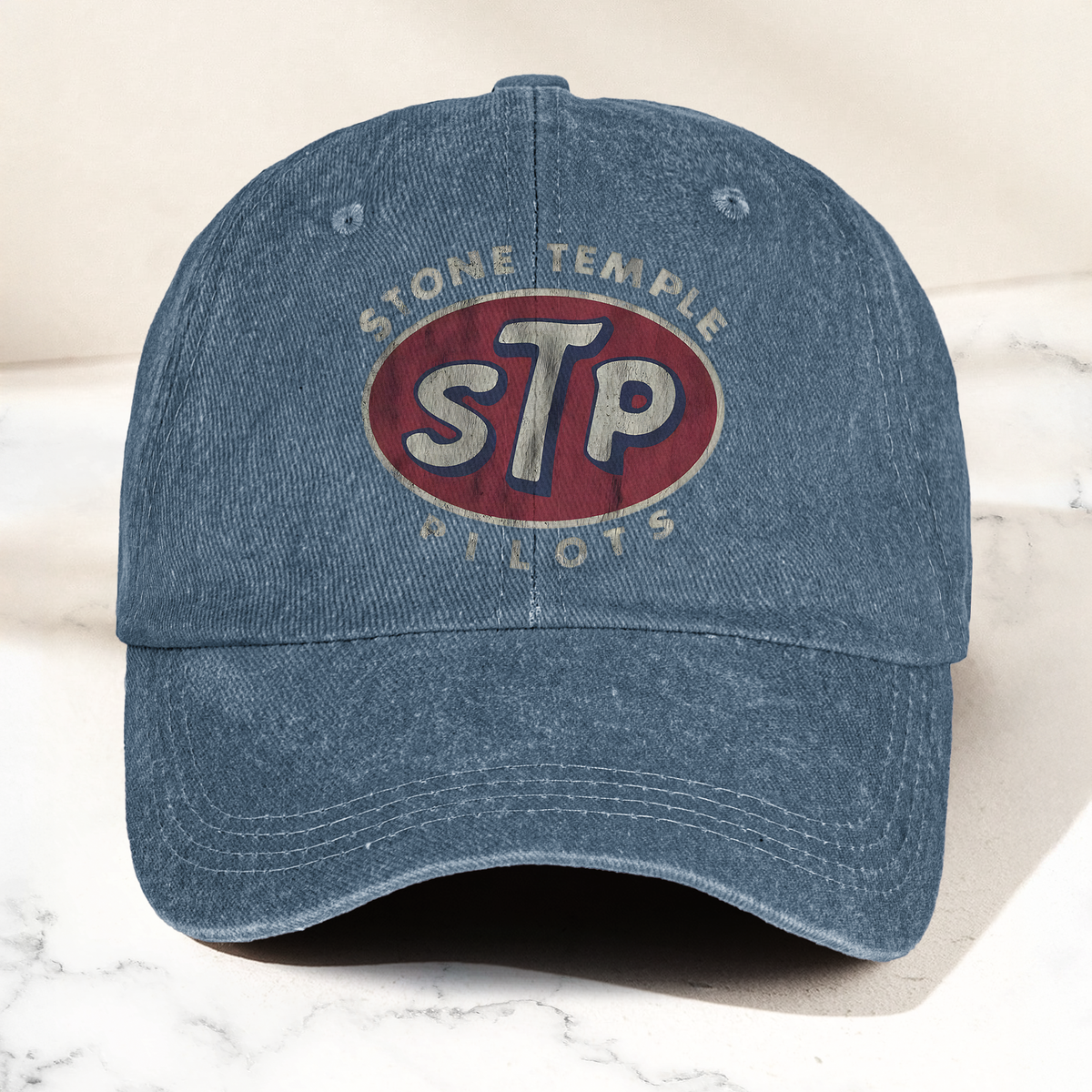 Stone Temple Pilots STP Logo Vintage Denim Cap – Retro Rock Band Cap Gift For Dad (With Box)