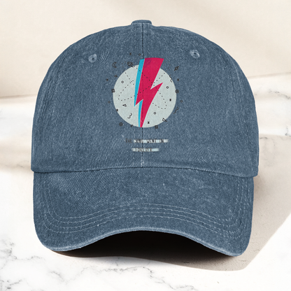 David Bowie Inspired Lightning Bolt Ziggy Stardust Denim Cap – Retro Music Fan Cap Gift For Dad (With Box)