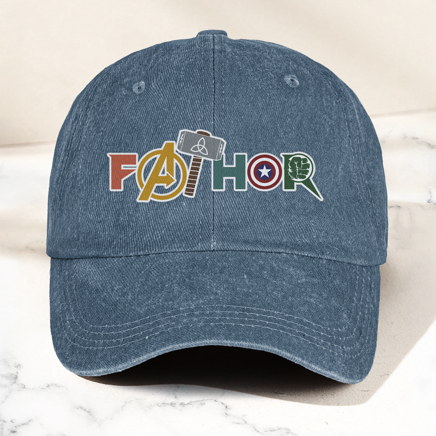 FATHOR Denim Cap – Superhero Dad Hat Gift ( With Box )