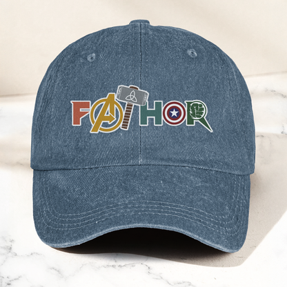 FATHOR Denim Cap – Superhero Dad Hat Gift ( With Box )