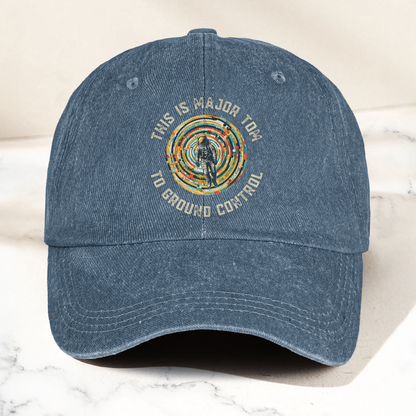 David Bowie This is Major Tom to Ground Control Denim Cap – Retro Punk Rock Music Fan Cap Gift For Dad (With Box)