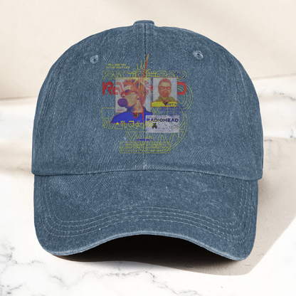 Radiohead 90s Rock Band Graphic Denim Cap – Retro Music Fan Cap Gift For Dad (With Box)
