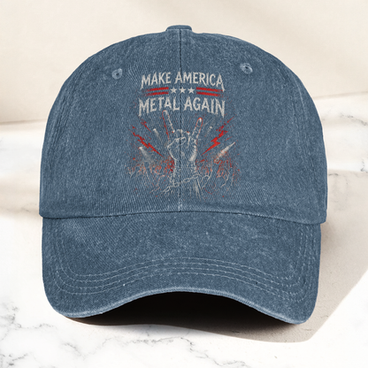 Make America Metal Again Denim Cap – Heavy Metal Emo Dad Cap Gift For Dad (With Box)