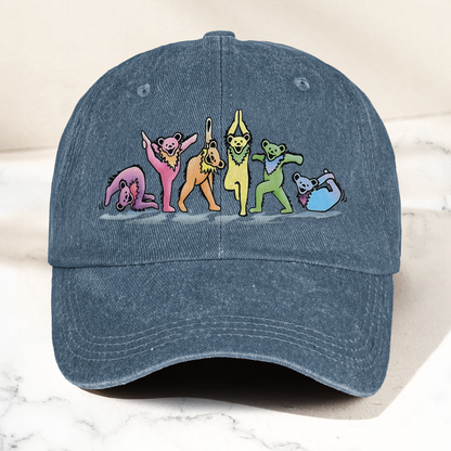 Grateful Dead  Dancing Bears Yoga Tickets Denim Cap – Retro Punk Rock Music Fan Cap Gift For Dad (With Box)