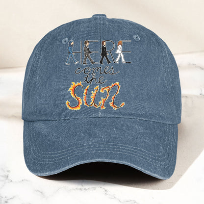 Here Comes the Sun Denim Cap – Retro The Beatles Tribute Merch Dad Hat (With Box)