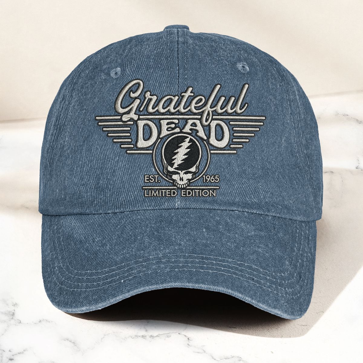 Grateful Dead Steal Your Face Est 1965 Denim Cap – Retro Vintage Dad Cap Gift For Dad (With Box)