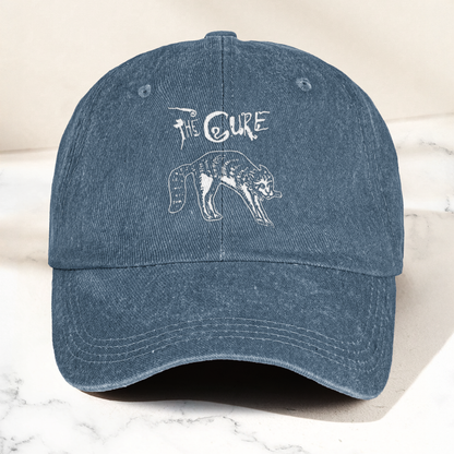 The Cure Rare Cat Artwork Vintage Denim Cap – Retro The Cure Band Merch Gift for Dad (With Box)