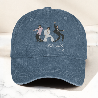 Elvis Presley With Sign Graphic Denim Cap – Vintage Elvis Presley Album Merch Gift for Dad (With Box)