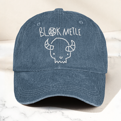 Death Metal Skull Blak Metle Denim Cap – Heavy Metal Emo Dad Cap Gift For Dad (With Box)