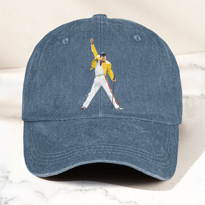 Vintage Freddie Mercury Denim Cap – Queen Band Tribute Merch Dad Hat (With Box)
